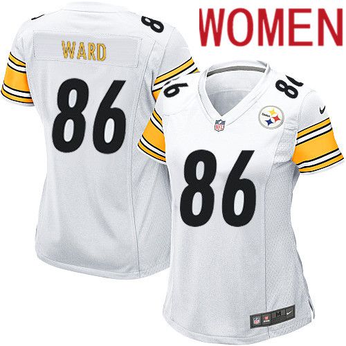 Women Pittsburgh Steelers 86 Hines Ward Nike White Game NFL Jersey